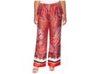 Lauren Ralph Lauren Plus Size Twill Wide-leg Pants (red Multi) Women's Casual Pants