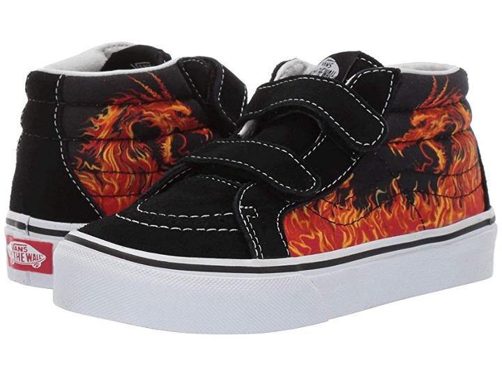 Vans Kids Sk8-mid Reissue V (little Kid/big Kid) ((dragon Flame) Black/true White) Boys Shoes