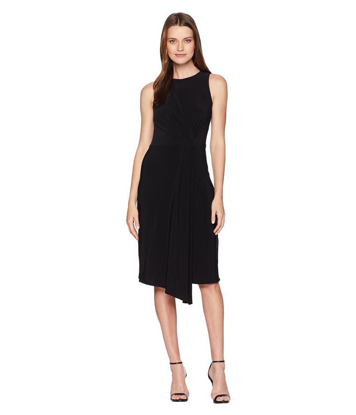 Taylor Sleeveless Front Pleat Midi Dress (black) Women's Dress