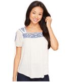 Lucky Brand Embroidered Top (eggshell) Women's Blouse