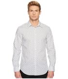 Perry Ellis Regular Fit Bouquet Print Stretch Shirt (bright White) Men's Long Sleeve Pullover