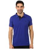 U.s. Polo Assn. Slim Fit Solid Pique Polo With Contrast Color Striped Under-collar (international Blue) Men's Short Sleeve Pullover