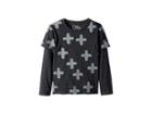 Chaser Kids Extra Soft Plus Sign Print Faux Twofer Long Sleeve Tee (little Kids/big Kids) (black) Boy's Long Sleeve Pullover