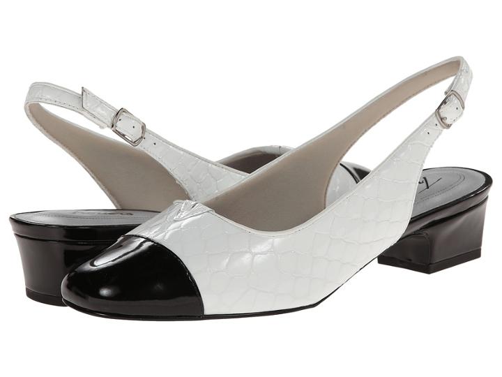 Trotters Dea (white/black Patent Python Leather) Women's 1-2 Inch Heel Shoes