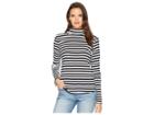 Lna Stripe Long Sleeve Turtleneck (black/white Stripe) Women's Long Sleeve Pullover
