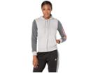 Adidas Essential Linear Full Zip Hoodie (medium Grey Heather/prism Pink) Women's Sweatshirt