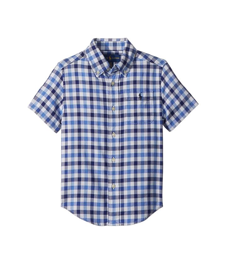 Polo Ralph Lauren Kids Plaid Performance Oxford Shirt (toddler) (blue Multi) Boy's Clothing