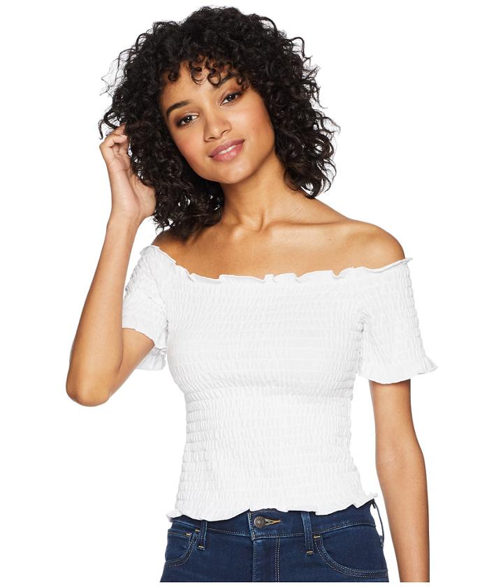 Jack By Bb Dakota Sage Smocked Jersey Top (bright White) Women's Clothing