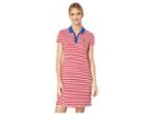 U.s. Polo Assn. Short Sleeve Zip Stripe Dress (red Ginger) Women's Clothing