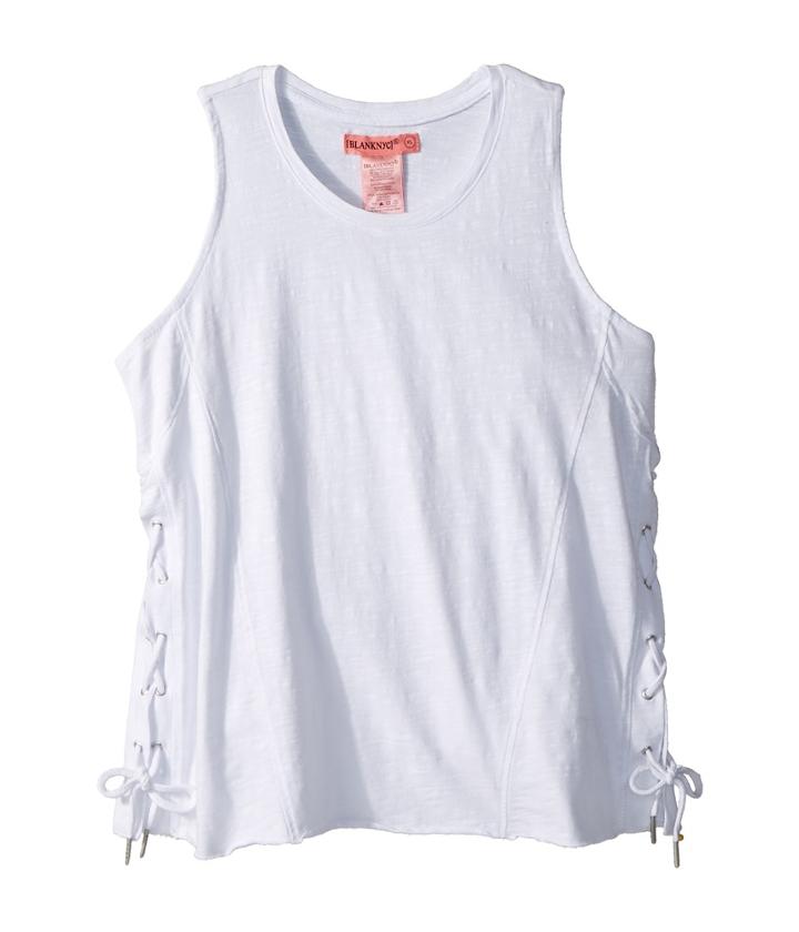 Blank Nyc Kids White Lace-up Tank In Sleep Mode (big Kids) (sleep Mode) Girl's Clothing