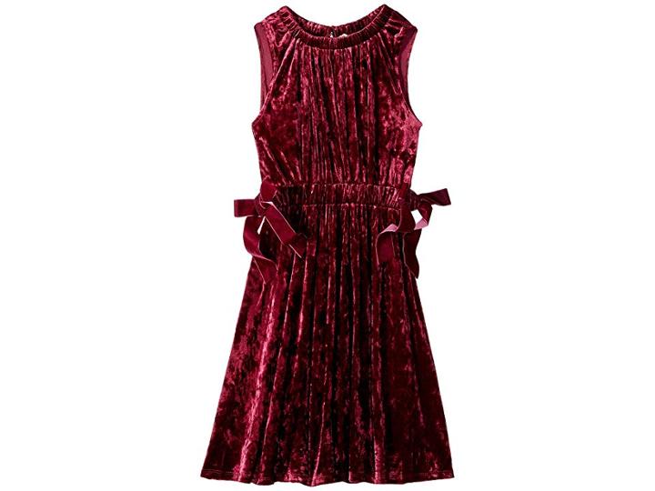 Habitual Girl Denise Crushed Velvet Velour Dress (big Kids) (burgundy) Girl's Dress