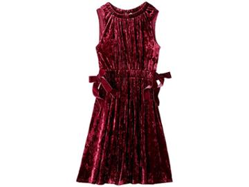 Habitual Girl Denise Crushed Velvet Velour Dress (big Kids) (burgundy) Girl's Dress