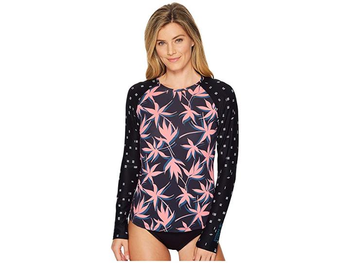 Carve Designs Sunset Rash Guard (flamingo Palms/dash) Women's Swimwear