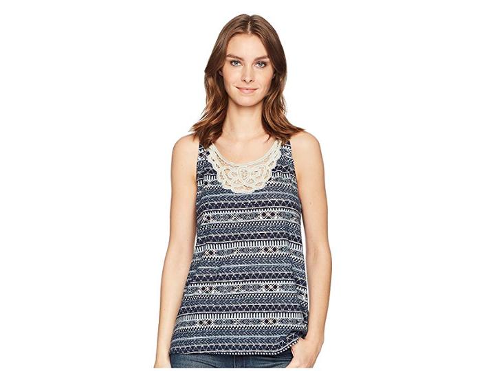 Woolrich Eco Rich Bell Canyon Printed Tank Top Ii (deep Indigo Multi) Women's Sleeveless