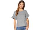 Bb Dakota Ok Space Dye Spandex Ruffle Sleeve Tee (heather Grey) Women's T Shirt