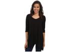 Allen Allen 3/4 Sleeve V-angled Tunic (black) Women's Short Sleeve Pullover