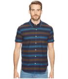 Lucky Brand Short Sleeve Ballona Shirt (blue Stripe) Men's Clothing