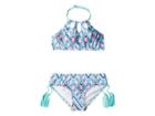 Seafolly Kids Aztec Folk Keyhole Tankini (little Kids/big Kids) (emerald Blue) Girl's Swimwear Sets