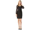 Tahari By Asl Shawl Collar Dress With Chiffon Sleeves (black) Women's Dress
