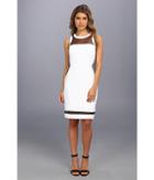 Laundry By Shelli Segal Stretch Crepe And Mesh Dress (optic White) Women's Dress