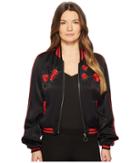 The Kooples Satin Viscose Blouse Jacket With Embroidery (black) Women's Coat
