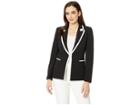 Tahari By Asl Framed Faux Double Breasted Crepe Jacket (black/ivory) Women's Jacket