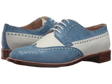 Gravati Calf Leather Wing Tip (white/blue) Women's Lace Up Wing Tip Shoes