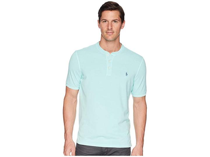 Polo Ralph Lauren Featherweight Mesh Short Sleeve Knit Henley (bayside Green) Men's Clothing