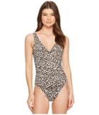 Tommy Bahama Cat's Meow Underwire Ots Wrap One-piece (handle Wood) Women's Swimsuits One Piece