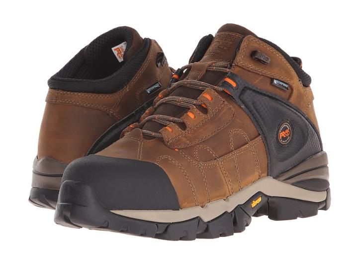 Timberland 4 Hyperion Xl Alloy Safety Toe Waterproof Boot (brown Distressed Leather) Men's Work Lace-up Boots