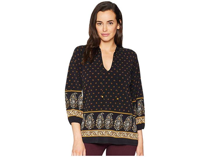 Michael Michael Kors Paisley Garden Border Top (black/marigold) Women's Clothing