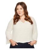 Lucky Brand Plus Size Lace Mix Peasant Top (eggshell) Women's Clothing