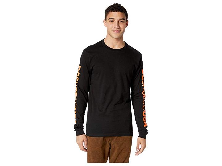 Dc Wordarm Long Sleeve (black) Men's Clothing