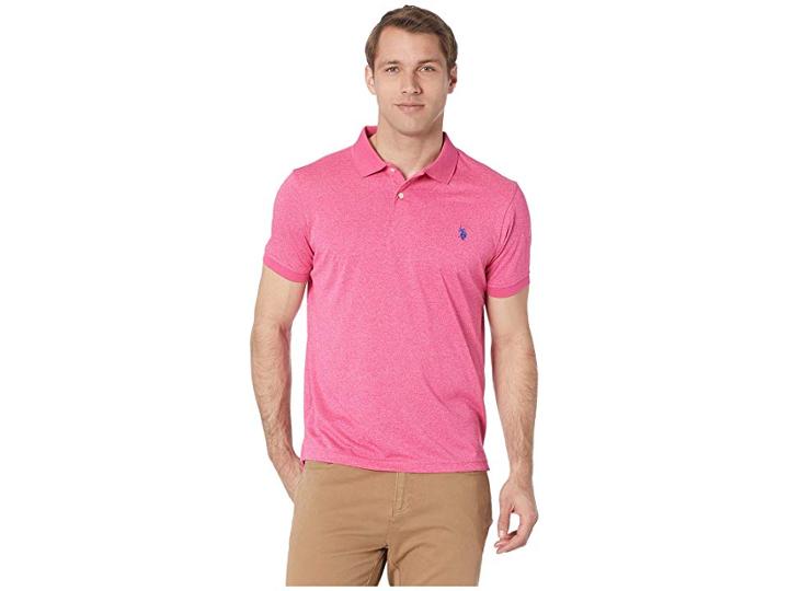 U.s. Polo Assn. Marled Poly Polo-41 (watermelon Beach) Men's Short Sleeve Knit