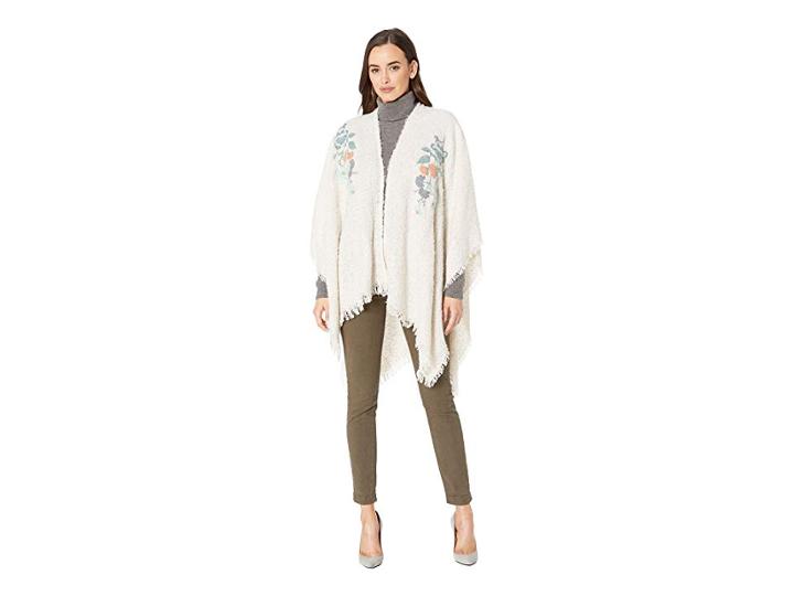 Collection Xiix Floral Chain Stitch Embriodered Ruana (oat) Women's Clothing