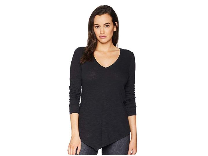 Lilla P Long Sleeve V-neck (black Wash) Women's Clothing