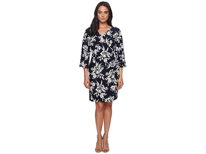 Lauren Ralph Lauren Gali Kimono Floral Dress (lighthouse Navy/colonial Cream/multi) Women's Dress