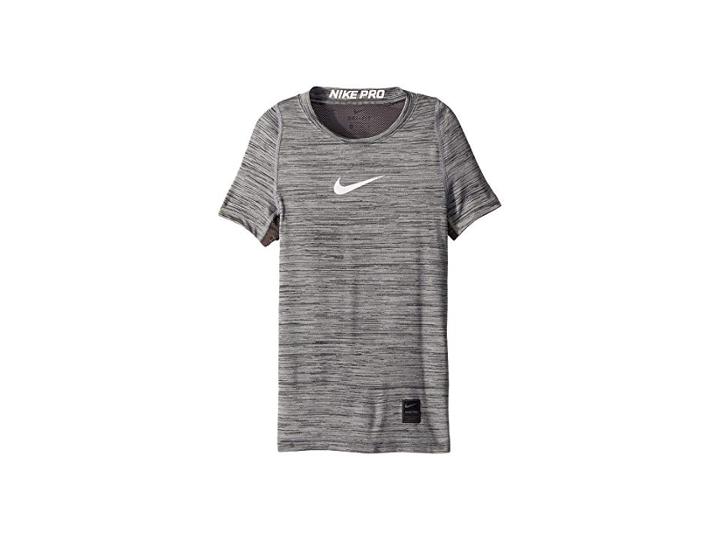 Nike Kids Pro Short Sleeve Top Htr (little Kids/big Kids) (black/white) Boy's Clothing