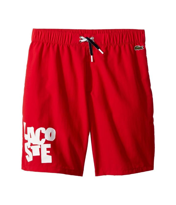 Lacoste Kids Taken Down Writing Swimsuit (little Kids/big Kids) (toreador) Boy's Shorts