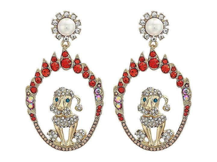 Betsey Johnson Dog Drop Earrings (orange) Earring