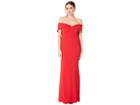 Marina Off The Shoulder Stretch Crepe Princess Gown W/ Pop Over Collar (red) Women's Clothing