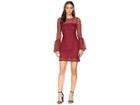 Laundry By Shelli Segal Lace Cocktail Dress With Bell Sleeves (burgundy) Women's Dress