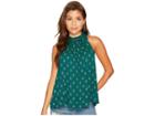 Jack By Bb Dakota Alfons Tail Feather Printed Top (forest Green) Women's Clothing
