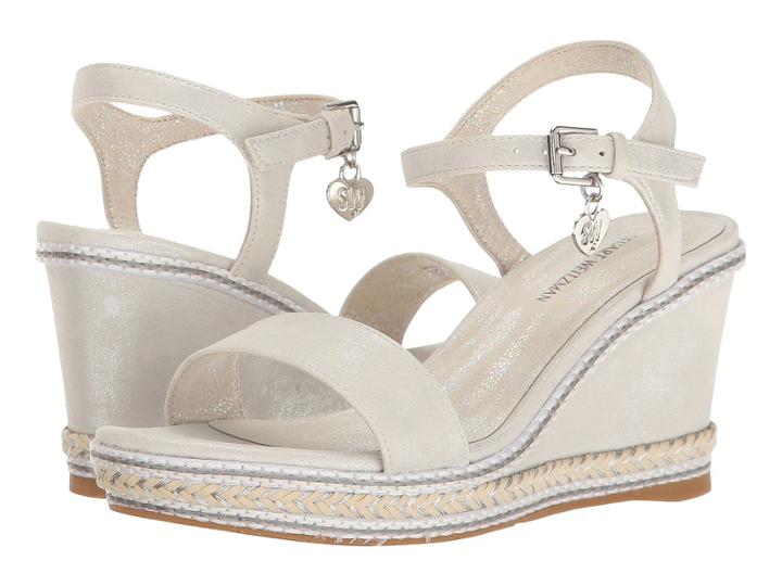 Stuart Weitzman Kids Swinger Stitch (little Kid/big Kid) (silver) Girl's Shoes