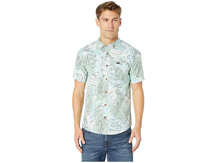 Dakine Poipu Short Sleeve Woven Shirt (saltwater Washed Palm) Men's Clothing