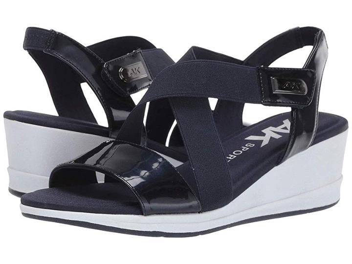Anne Klein Sport Nessy Wedge Sandal (navy) Women's Shoes