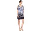 Tahari By Asl Petite Jersey Dot Dress (navy/white/denim) Women's Dress