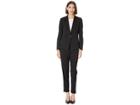Tahari By Asl Pinstripe Jacket Pants Suit (black/ivory) Women's Suits Sets