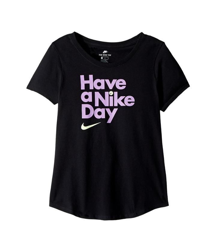 Nike Kids Sportswear Have A Nike(r) Day Scoop Tee (little Kids/big Kids) (black/rush Fuchsia) Girl's T Shirt