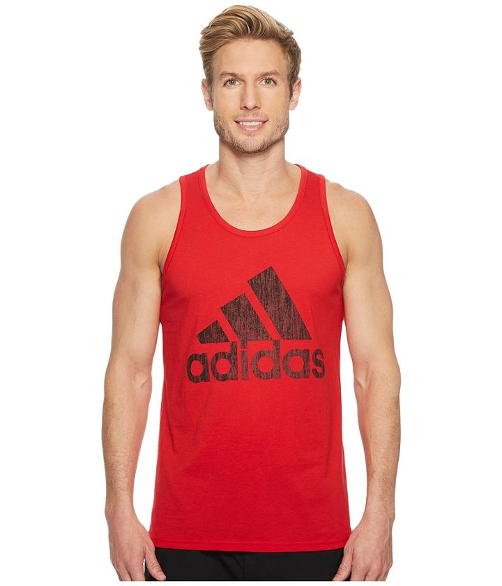 Adidas Badge Of Sport Heather Tank Top (scarlet/black) Men's Sleeveless
